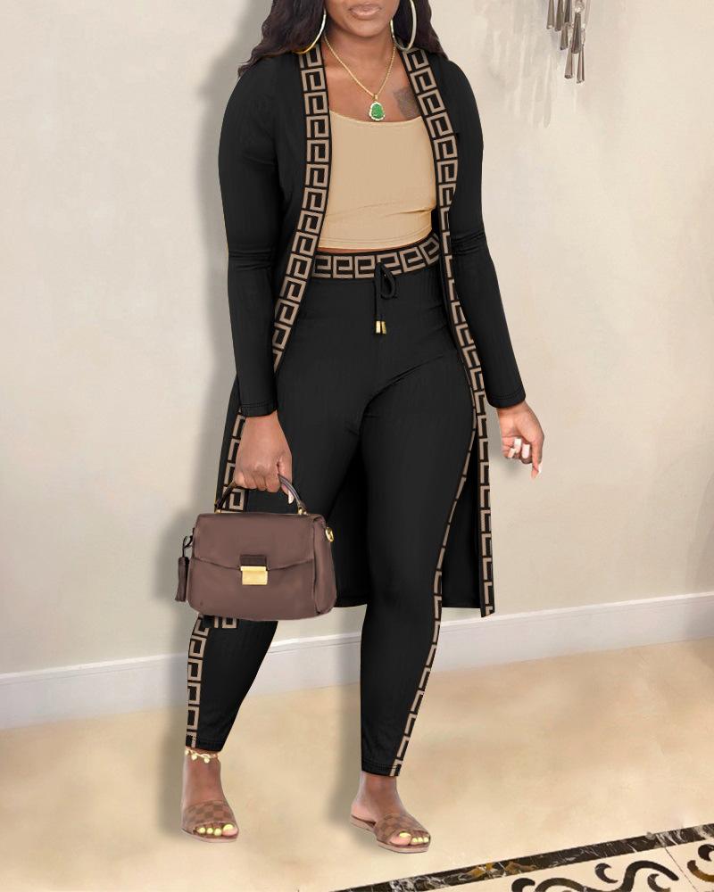 Women's 3-Piece Fashion Sets with Printed Blouse, Pants, and Cardigan in Multiple Colors and Patterns