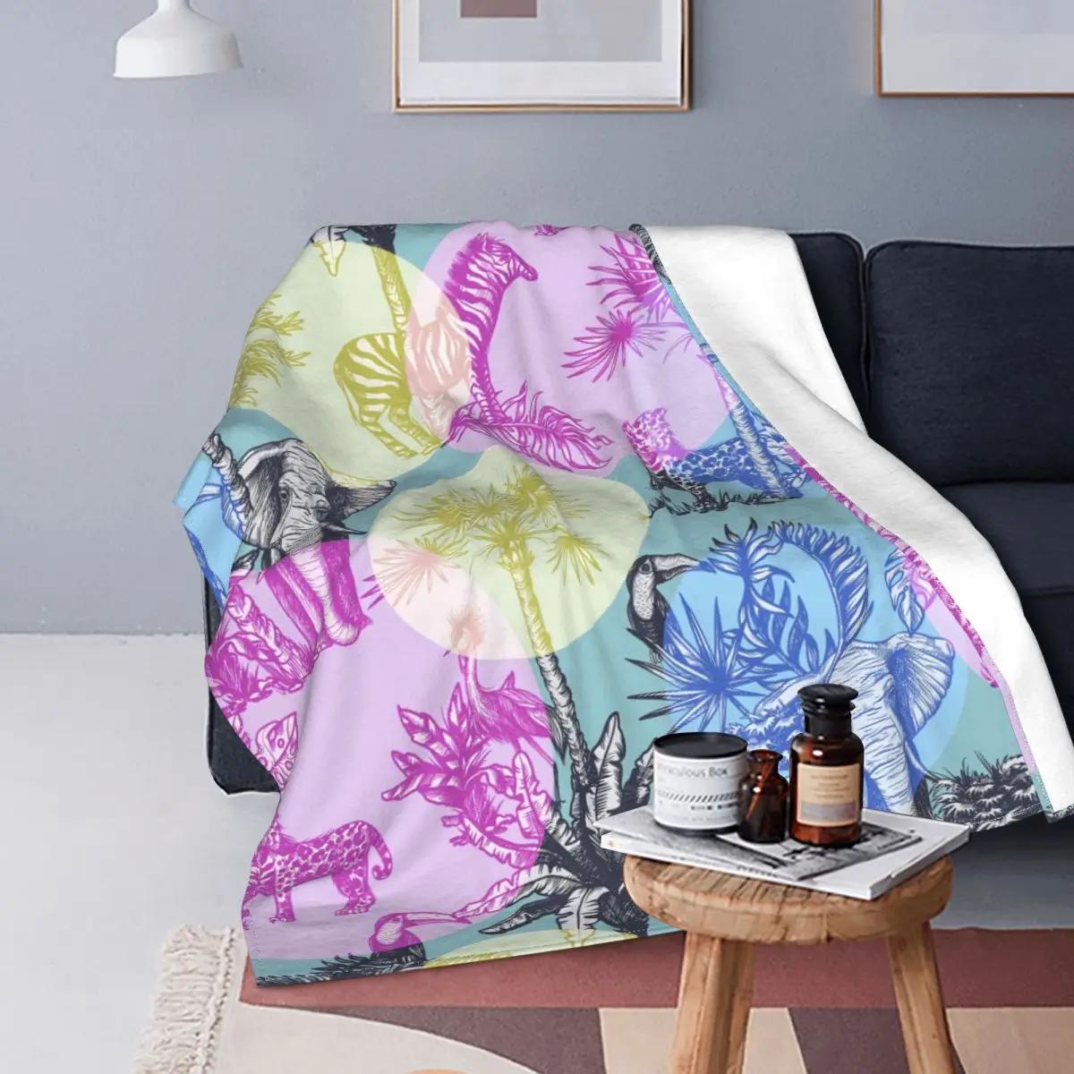 Vintage Elephant Blanket Super Soft African Wild Animal Print Blanket Warm Fleece Flannel Throw Blanket for Sofa Couch Twin King 70x100cm-XS