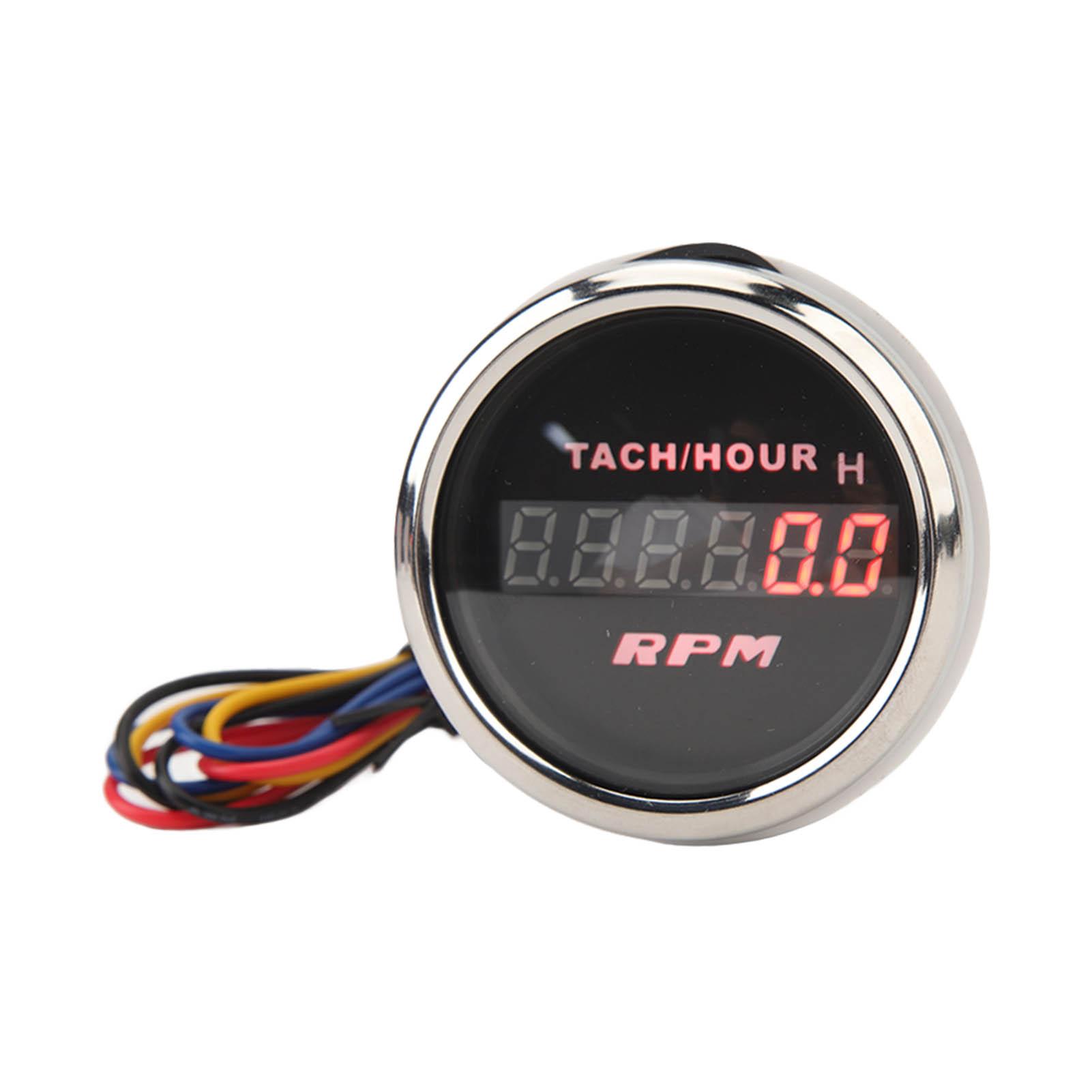 

2-дюймовый цифровой тахометр Точный цифровой дисплей Тахометр для автодома Яхты Рыболовной лодки Корабля DC от 9 до 32 В Черный циферблат