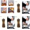 Wooden Salt And Pepper Mill Set With Antique Finish For Culinary Preparation And Kitchen Decor
