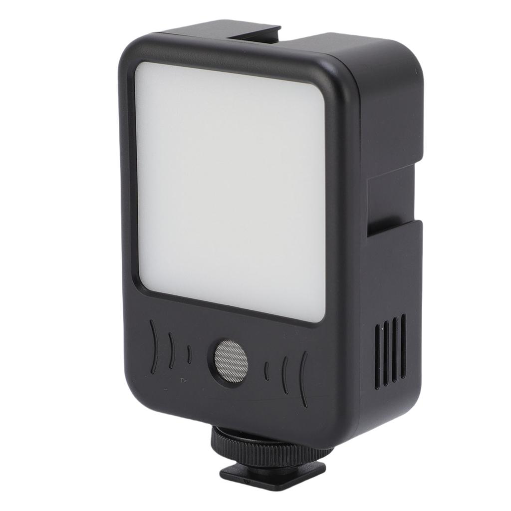 Camera Video Light with Built in Microphone 49 LEDs 6500K Rechargeable Portable Photography Lighting for Vlog Live