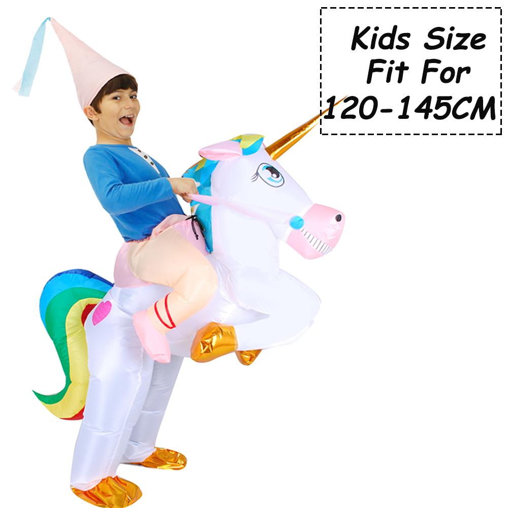 Adult Kids Colorful Unicorn Inflatable Costume Carnival Halloween Funny Cute Performance Dress For Child Fancy Suits
