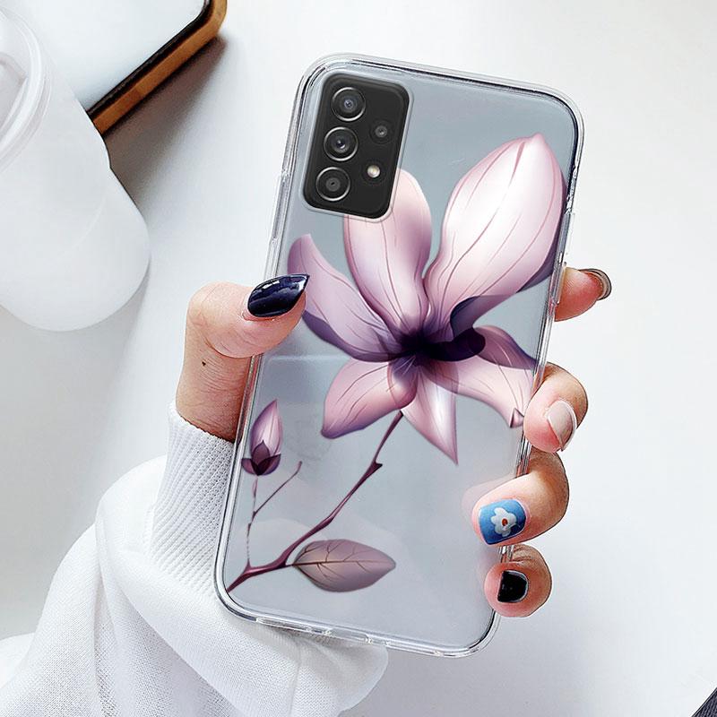 Phone Case For Samsung A52s A52 Floral Silicon Cover For Samsung Galaxy A52 Fundas Coque Transparent Soft Capas Flower TPU