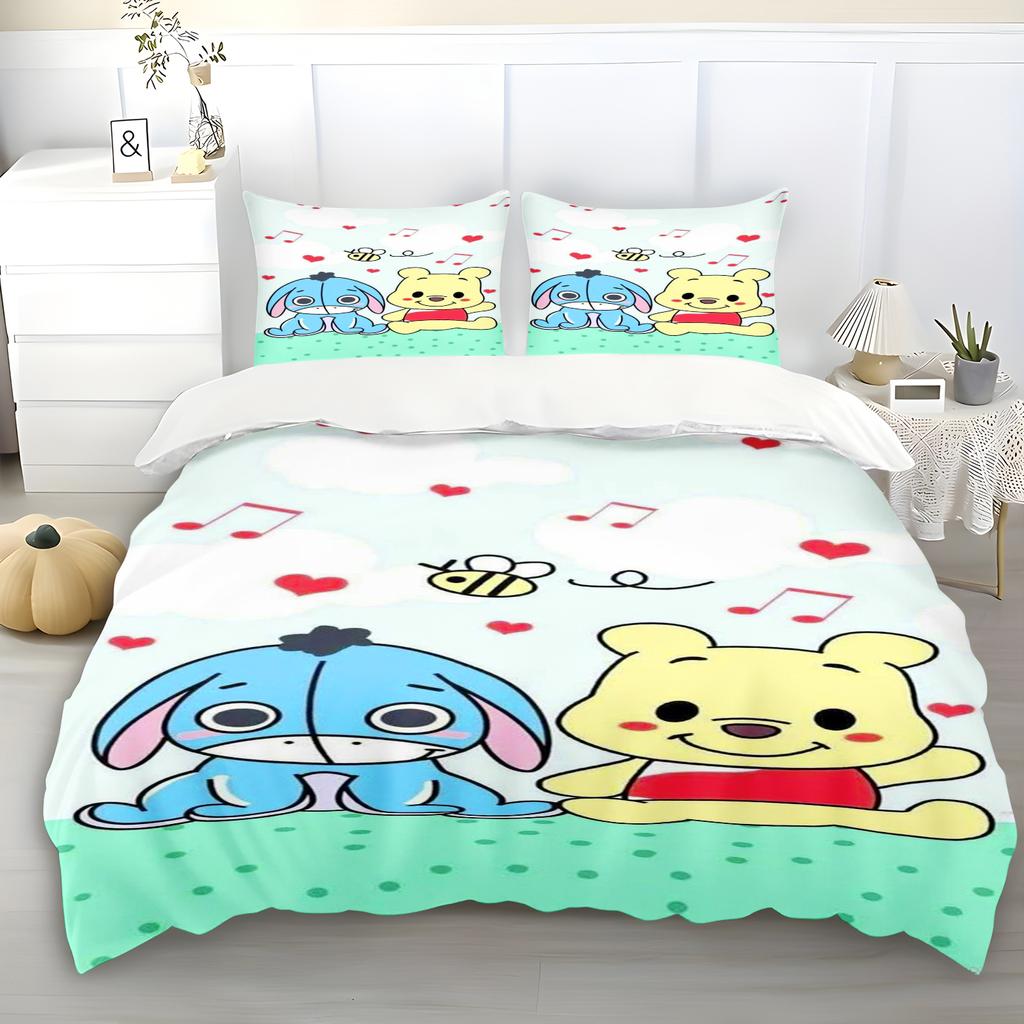 Winnie The Pooh Quilt Cover Set Soft And Durable A Must-Have For Children'S Bedrooms. Brushed Fabric With Zipper Closure.