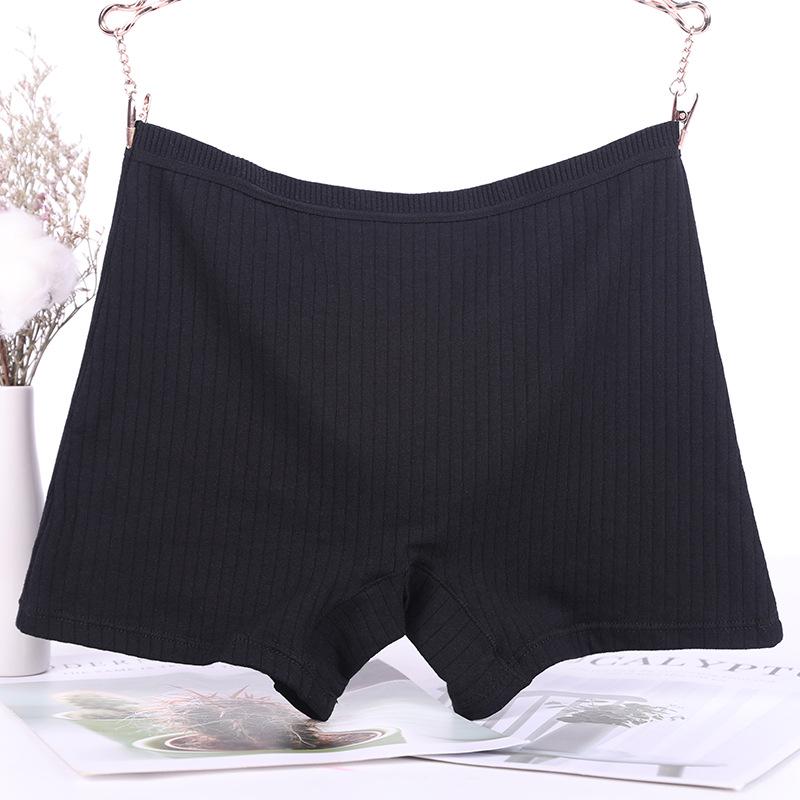 

4019 Жіночі бавовняні ребристі боксери великих розмірів, з високою талією, довжиною до стегна, з плоскими швами XL [80-105 lbs] чорний