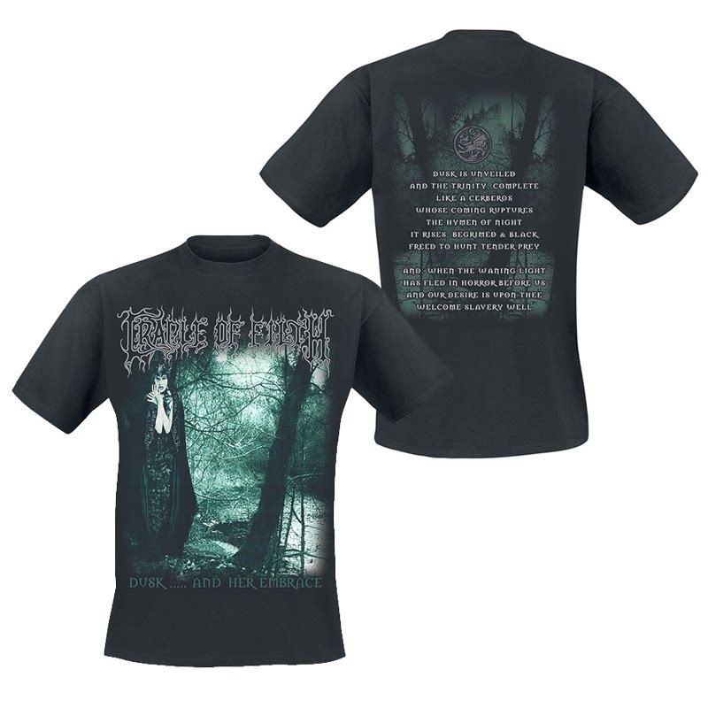 Retro Cradle of Filth Band's Extreme Gothic Black Metal Rock Dark American Short-sleeved T-shirt