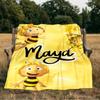 Bee Adventure Maya Blanket Flannel Throw for Sofa, Indoor, Camping, Living Room, Office, Chair, And Bed Soft Birthday Gift