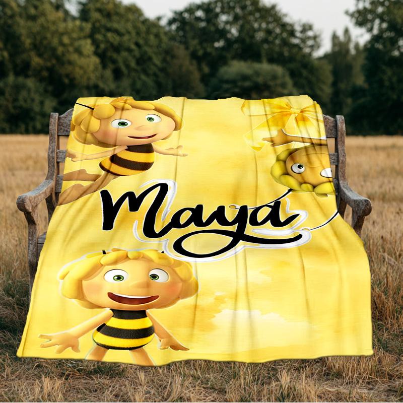 Bee Adventure Maya Blanket Flannel Throw for Sofa, Indoor, Camping, Living Room, Office, Chair, And Bed Soft Birthday Gift