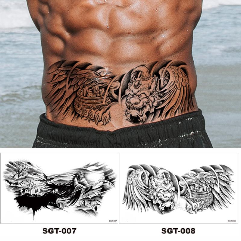 Über die Schulter Drache dreiseitiger Buddha Blume Brust Tattoo Aufkleber, neuer Halbarm-Buchstaben Anti-Schweiß Tattoo Aufkleber