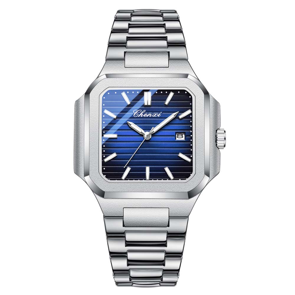 Chenxi Brand Men's Quartz Watch Square Stainless Waterproof Luminous Date Luxury Women's Wristwatch Male Clock Gift For Couple
