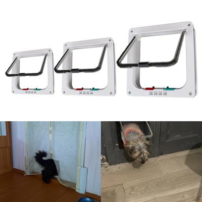 Dog Cat Flap Door With 4 Way Lock Security Flap Door Cat Puppy Safety Gate ABS Plastic For Dog Cat Kitten