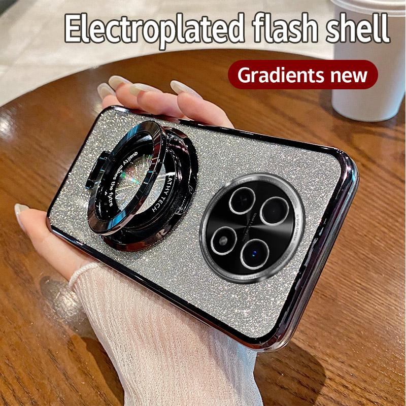 Gradient Glitter CD Ring Holder Phone Case For Huawei Y8S Y9S Y6P Y7A Y7 Y9 Prime Y9 P Smart Z Plus 2019 2021 P40 P30 Lite Cover