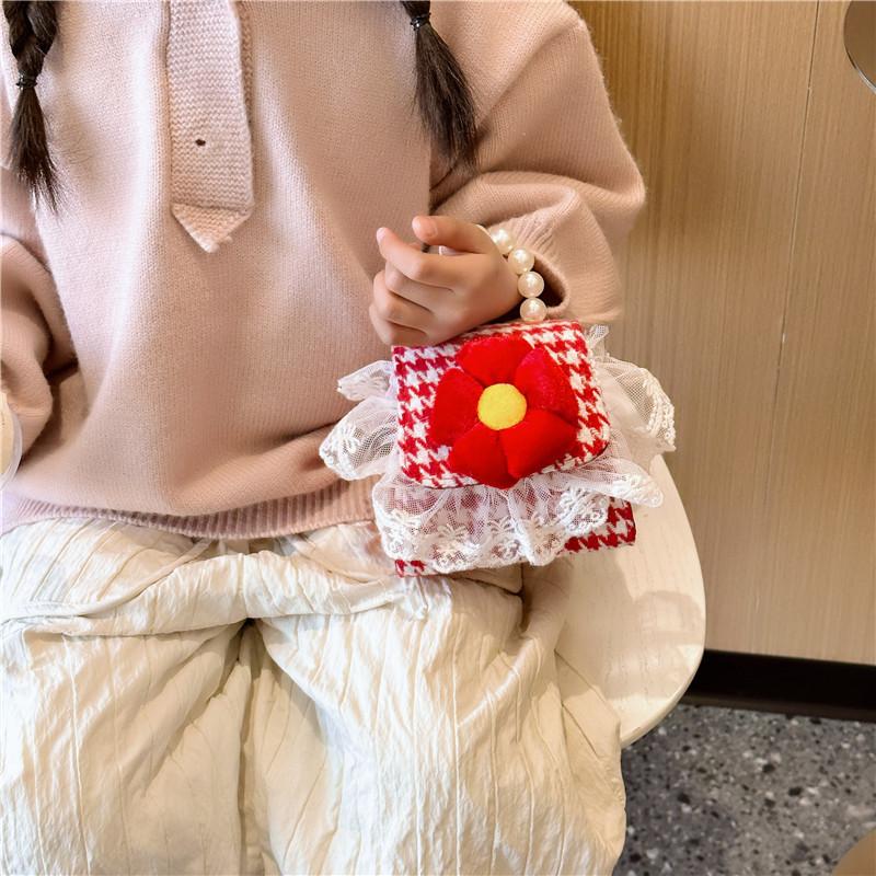 Stylish And Cute Red Pearl Handbag For Girls Featuring Adorable Butterfly Bow Accent