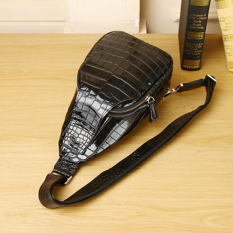 Real Leather Chest Bag for Men Multifunctional Large Capacity Crocodile Pattern Leisure Quality New