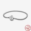 Authentic 925 Sterling Silver Flower Heart T-Bar Basic Snake Chain Bracelets Fit Original Brand Charms Beads DIY Jewelry Women