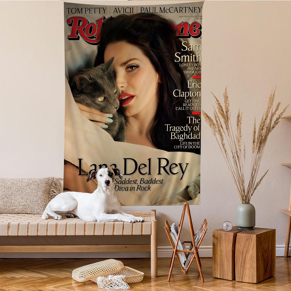 Arazzo da Parete Album 2023 Lana Del Rey Ritratto Monocromatico con Testo Tracklist Appeso a Parete per Appassionati di Musica Indie Decorazione Camera da Letto