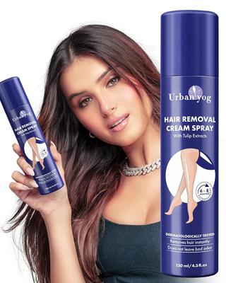 Urban yog Ontharingscrèmespray voor Vrouwen | Pijnloze Lichaamsontharingsspray voor benen, handen, oksels & rug (130 ML, Tulp (Blauw))