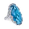 Szjinao Lujo 17*24mm Anillo Grande de Zafiro Dorado Para Mujeres Hermosa Flor Grabada Joyería Hecha a Mano Con Piedra Regalo de Tendencia Venta
