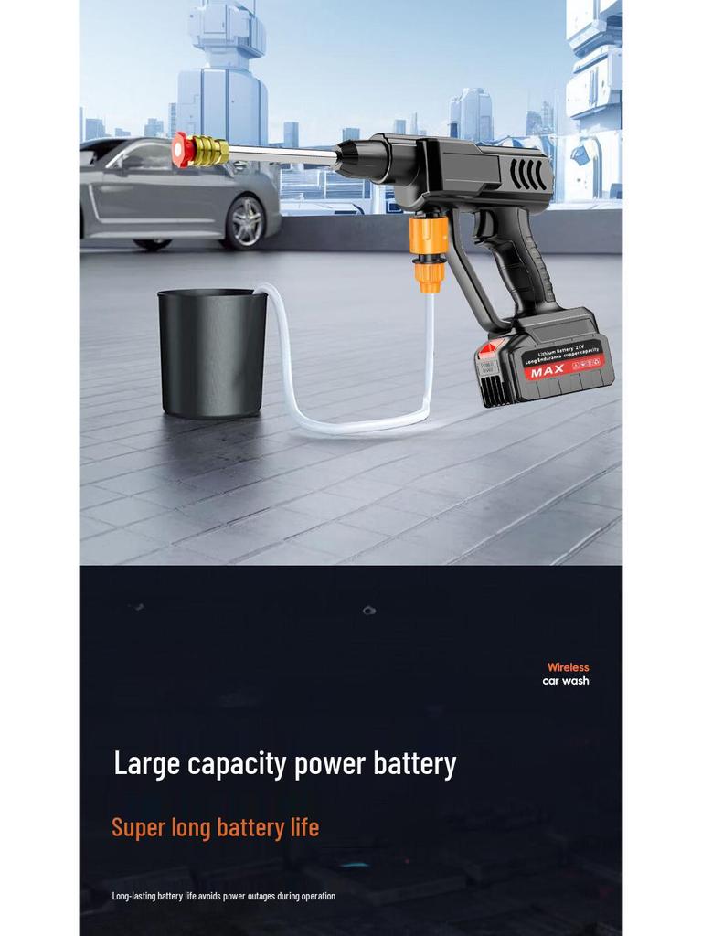 Portable High-Pressure Cordless Car Washing Gun with Lithium Battery