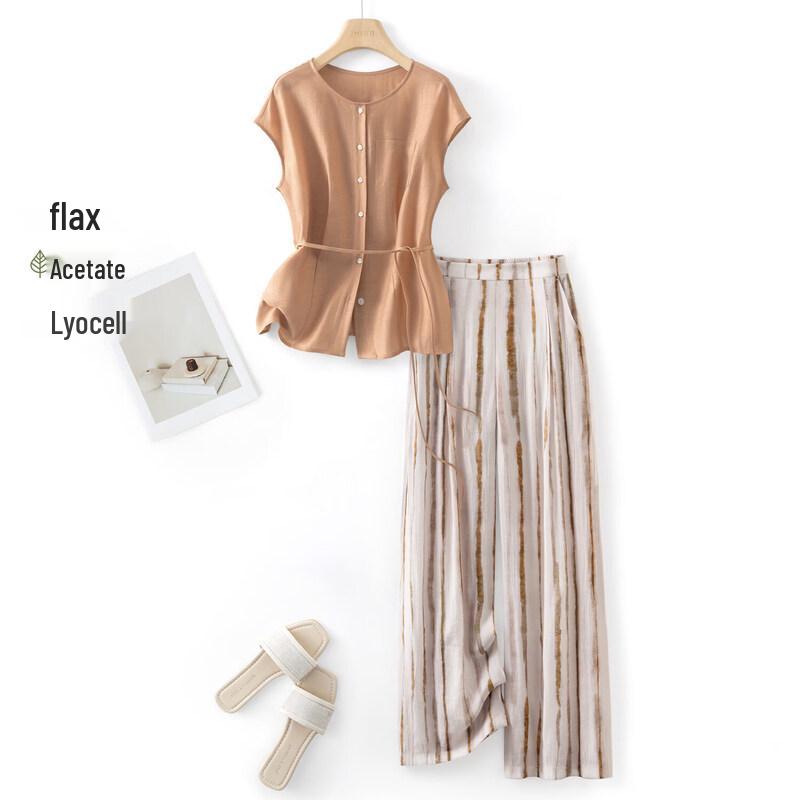 IHIMI Tencel Blend Casual Summer Two-Piece Set M
