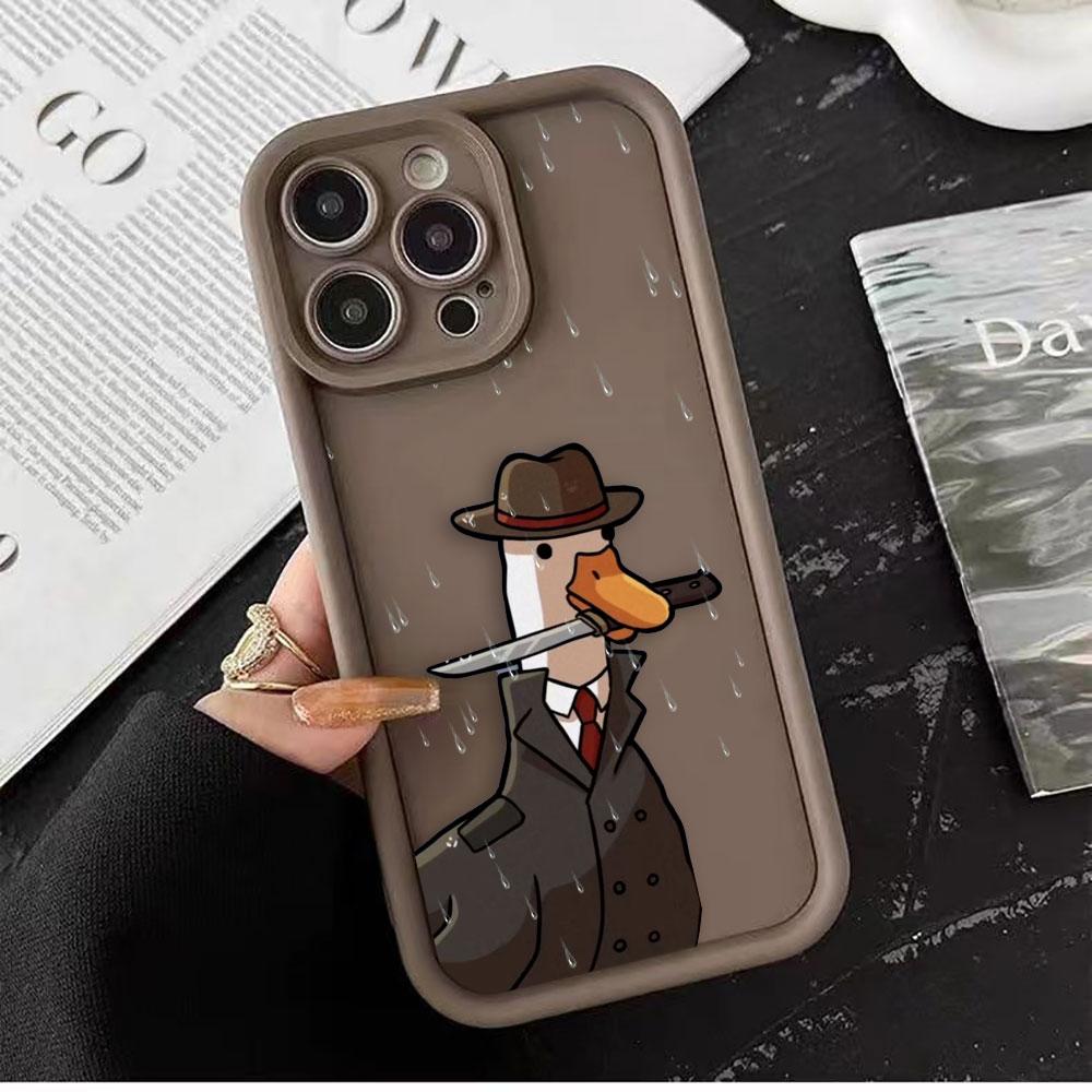 Cute Funny Duck Phone Case For iPhone Apple 17 AIR 16 16E 11 12 13 14 15 XR Plus Pro Max DIY Case TPU Shockproof Cover Capa