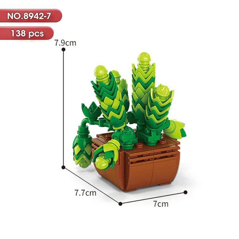 New Flowers Succulents Building Blocks Everlasting Bonsai Tree Gardens Romantic Girls Bricks Potted Plants Hot Model Kids Toys