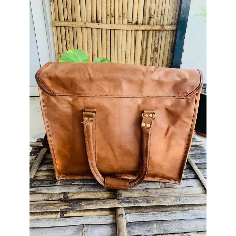(Free Cross Body Small Brown Bag Size - 9 X 7 X 3 In ) Handmade Men's Leather Vintage Laptop Messenger Briefcase Bag Satchel