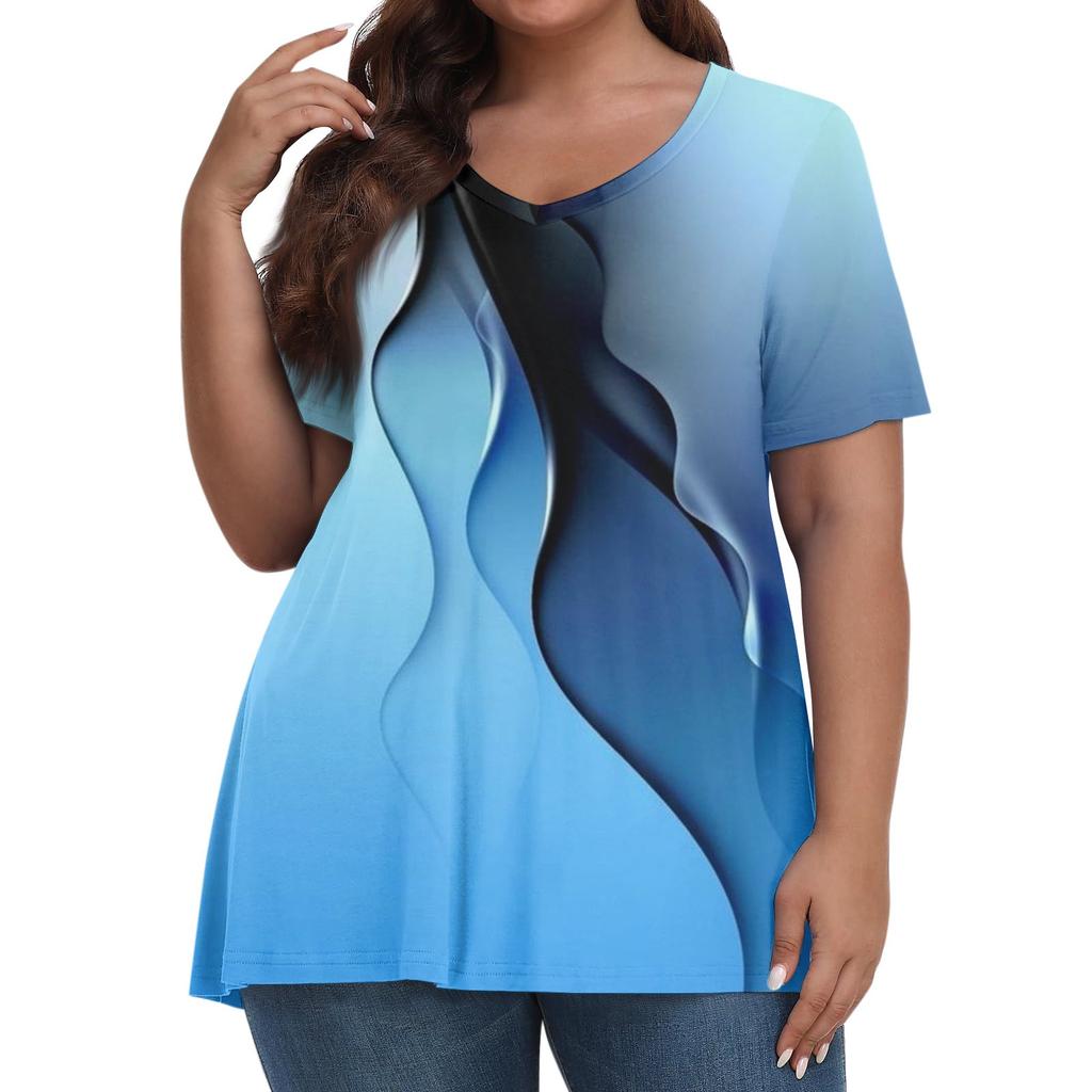 Dámské topy velké velikosti Šortky Košile s rukávem Výstřih do V Neformální oblečení Oblečení Potisky Topy