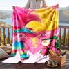Warm Flannel Blanket Trolls Pattern, Lightweight Comfortable Throw Blanket for Bed Sofa Use