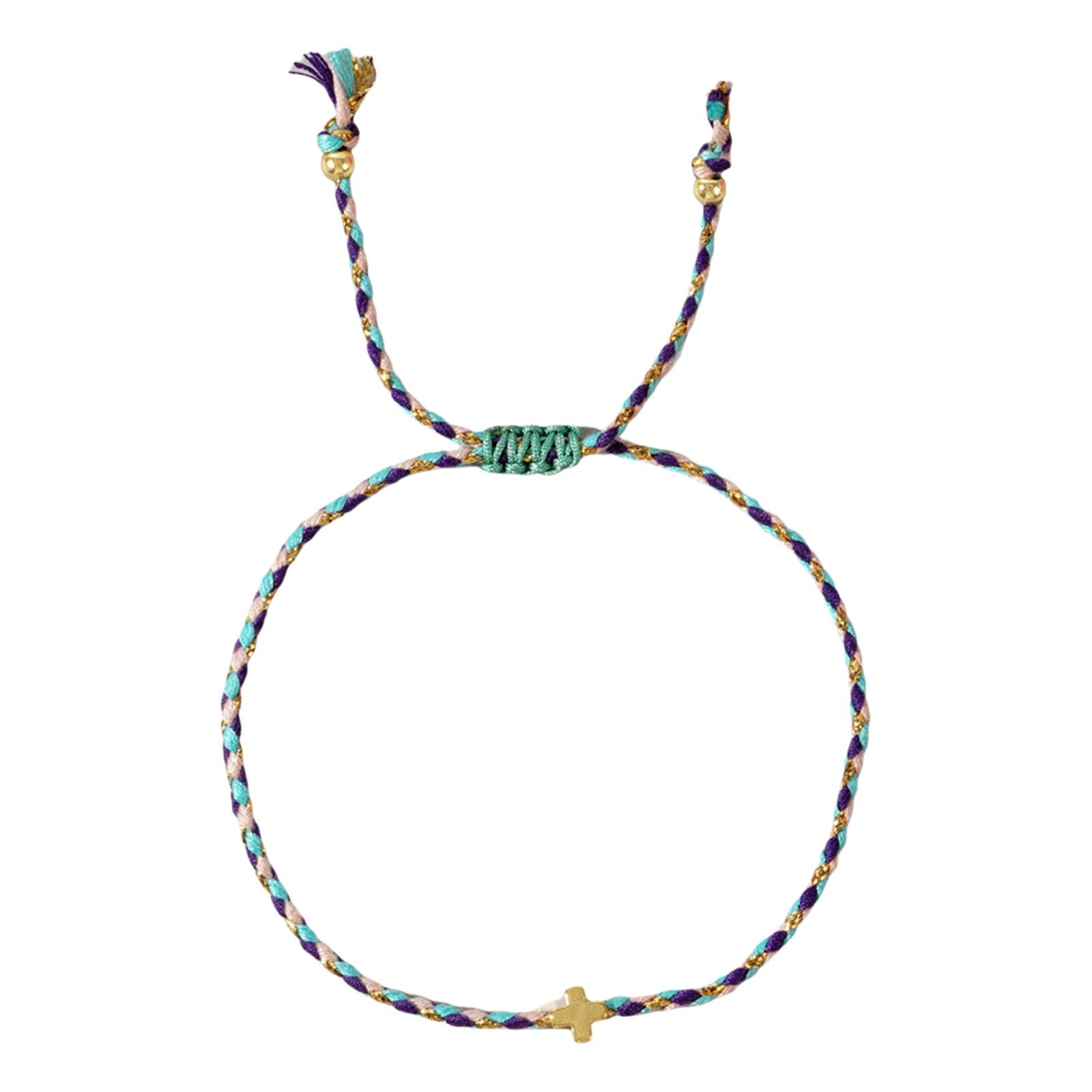 

Четырехцветный прочный хлопковый веревочный браслет с крестами в стиле бохо, подходит как для мужчин, так и для женщин, стильные наряды C