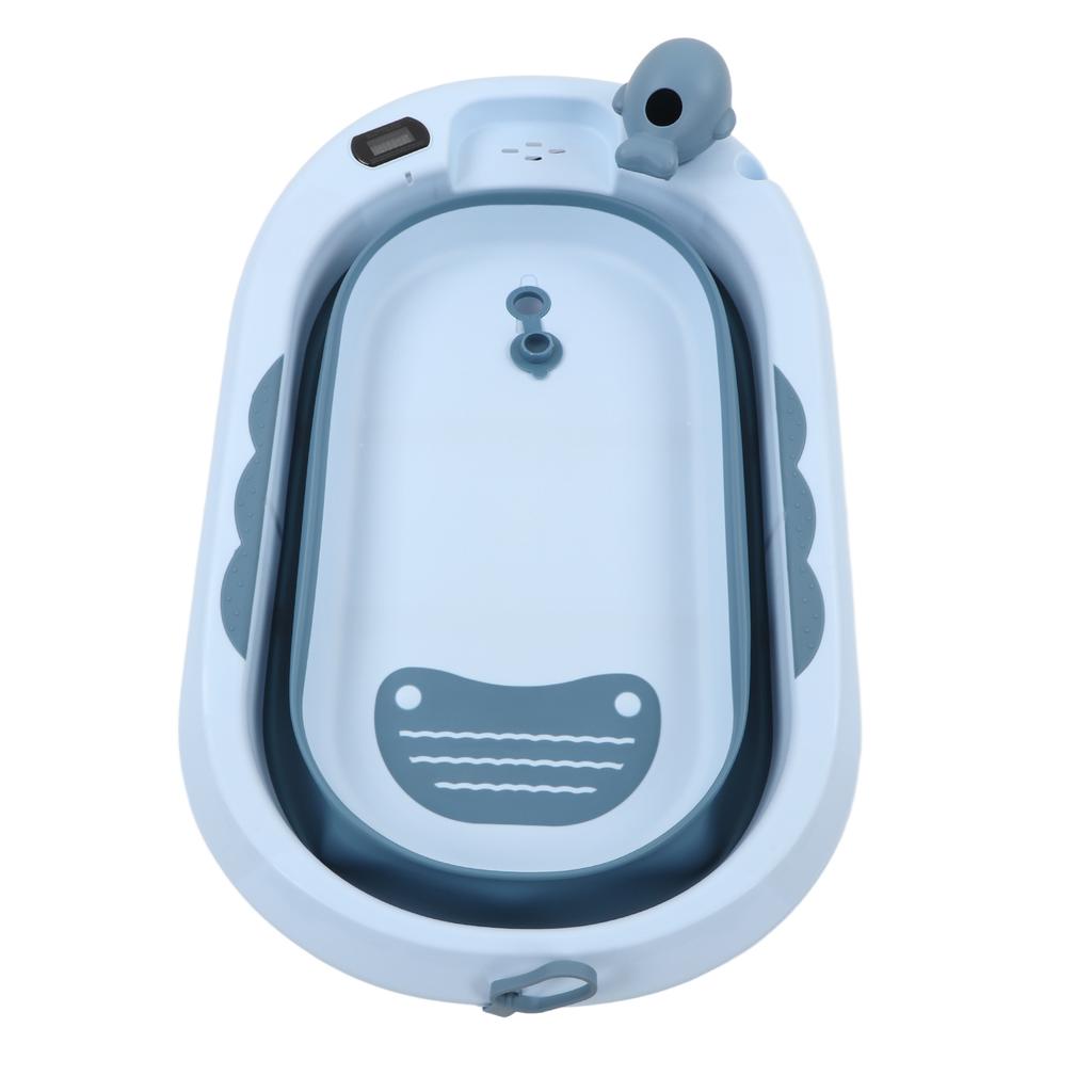 Baby Temperature Sensing Bathtub Foldable Thicked Sitting Lying Bath Bucket with Drain Hole L Light