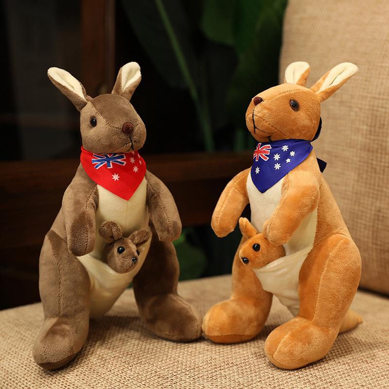 Simulation Mother And Son Kangaroo Doll Plush Toy Parent-Child Doll Boy Soothing Doll Children'S Day Gift