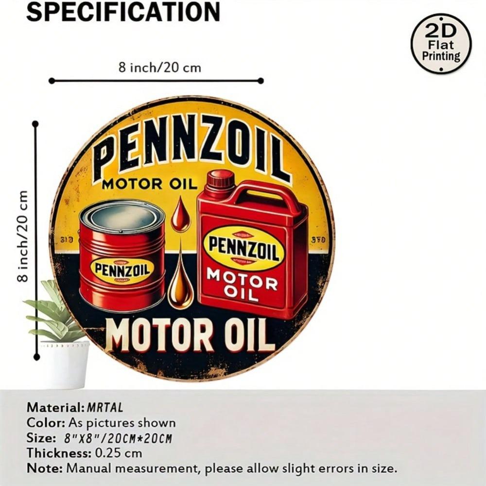 Vintage Pennzoil Motor Oil Metal Sign Retro Garage Decor Man Cave Gift 8x8 Inch Wall Art