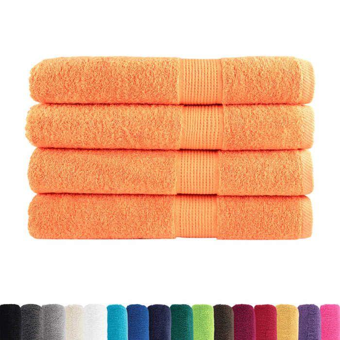 VidaXL Serviettes de Qualité Supérieure 4 pcs, Serviettes de Douche, Draps de Bain, Serviettes d'Invité de Toilette, Orange 137390