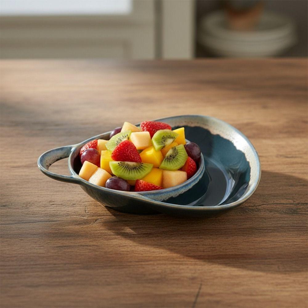 with Handle Vintage Separated Fruit Salad Plate Heat-resistant French Fry Plate  Dessert