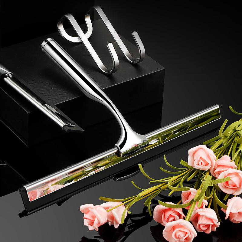 Stainless Steel Silicone Window Squeegee - Ideal for Cleaning Glass in Bathrooms, Restaurants, and Hotels.