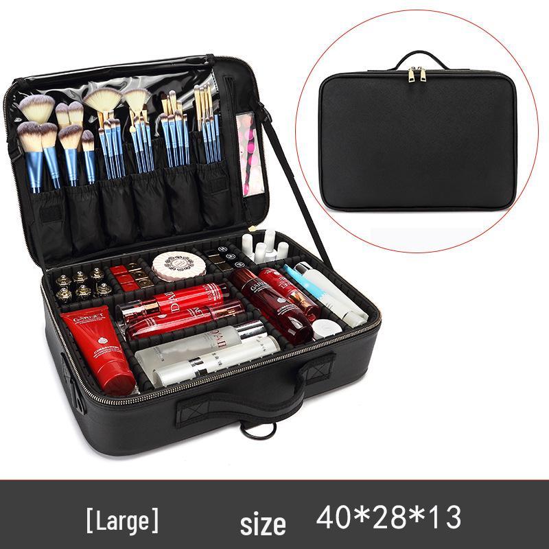 Professional Large Capacity Makeup & Nail Art Storage Box with Handheld Compartments