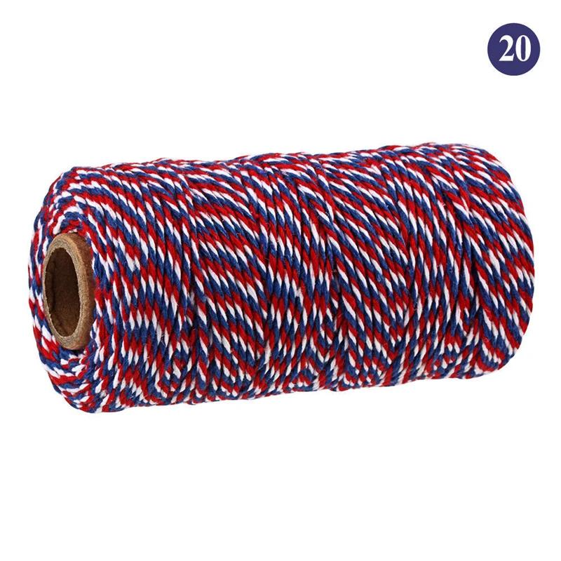 100Meter/Roll Two Colors Cotton Cord Baker Twine Colorful Cotton Crafts Twine Macrame Cord String Bandage Label Rope