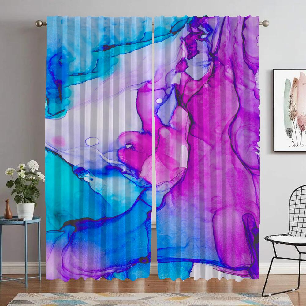 Halloween Dekoration Marmor Vorhänge für Wohnzimmer Vorhang Mückenschutzvorhänge 2 Stück Jalousien Tüll für Schlafzimmer Trennwand