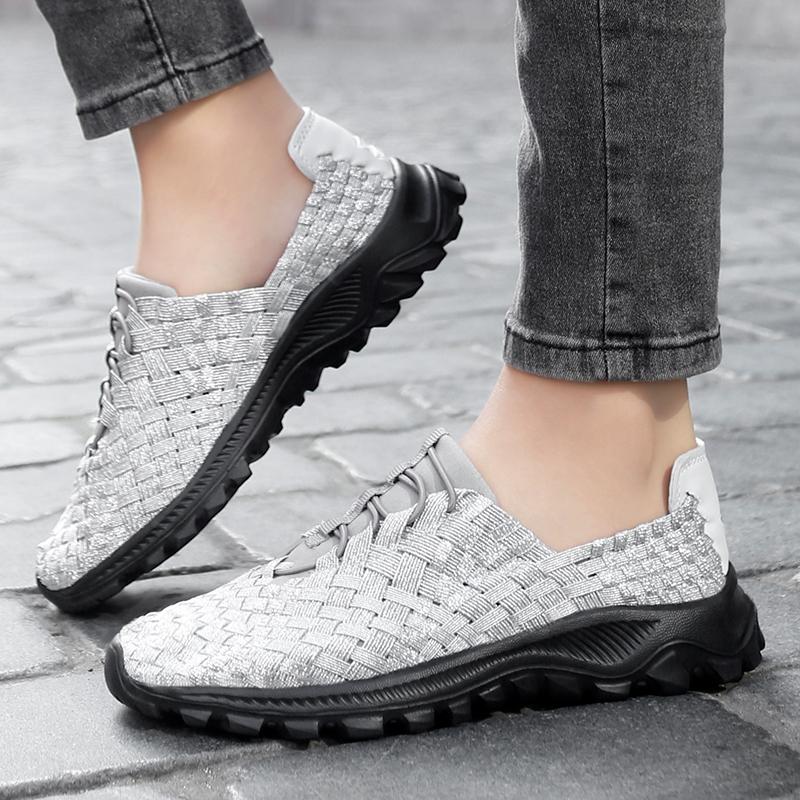 Summer Black Handmade Braid Beach Shoes Women Slip on Plus Size Casual Espadrilles Breathable Sneakers