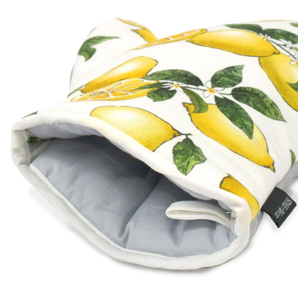 STYLE Decor Set Mitten Pot Set Apron Kitchen Cooking Citrus Lemon Gift Celebration Stylish Cute STYLE Decor W8701400 2-piece