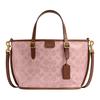Signature Canvas Mini Tote Bag Pink Brown Leather Trim Gold Hardware Daily Shopping CCD94-B4YU4