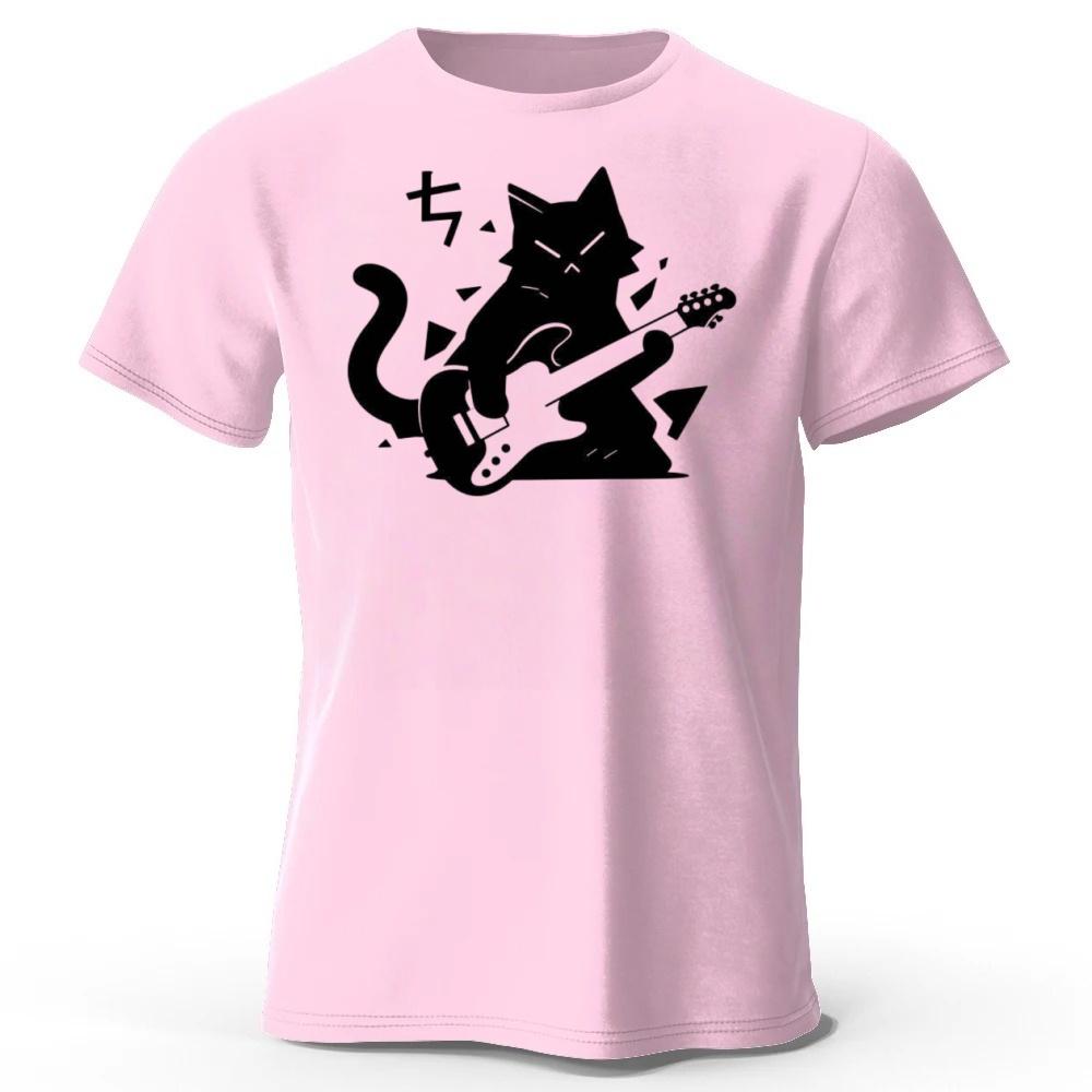 New Rock Cat Creative Printed Cotton Short Sleeve Summer Mens Loose Large Comfortable Sports Tshirt Fashion Casual Top