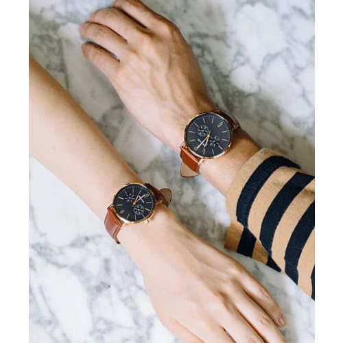 BERING (Bering) Men's & Women's (Unisex) Watch, Japan Exclusive, Navy x Brown Calf Leather & Black Stainless Steel with Two Mesh Straps, Sapphire Crys