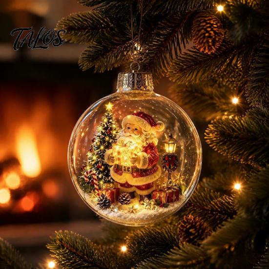 Kleine kerstcadeaus Transparante kerstballen, Acryl hangdecoratie met peperkoekhuisje Feestelijke huisaccenten Rendier Kerstman Boom Binnen