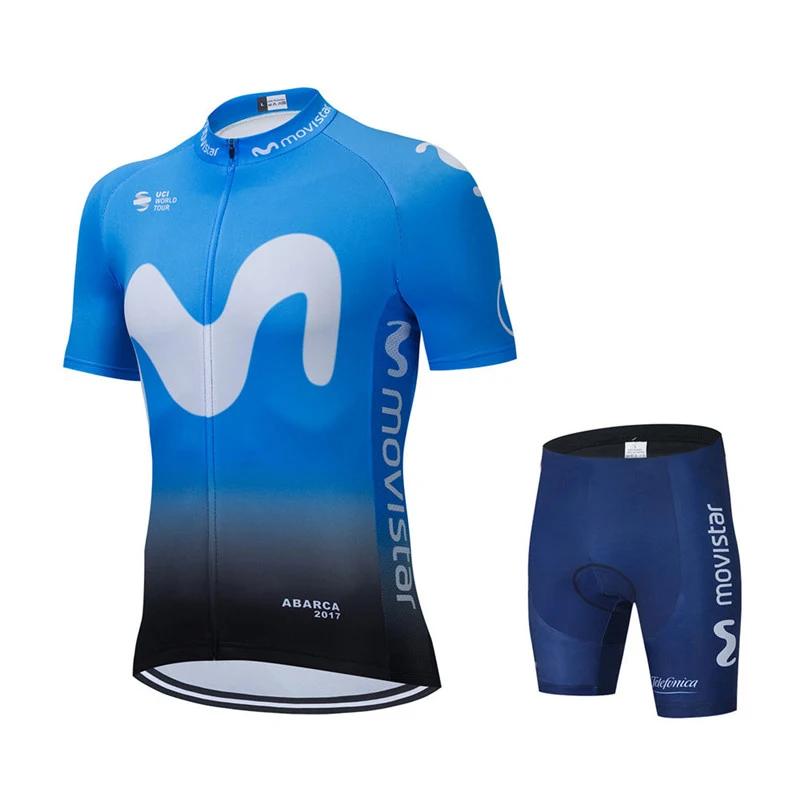 2025 Movistar Pattern Men Summer Cycling Clothing Breathable Clothes Kit Short Sleeve Bib Shorts MTB Ropa Ciclismo Maillot Wear