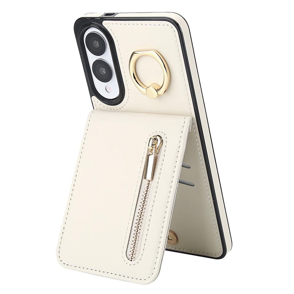 For Samsung Galaxy S25 Edge Case Zipper RFID Blocking Retro Leather+TPU Phone Cover with Kickstand