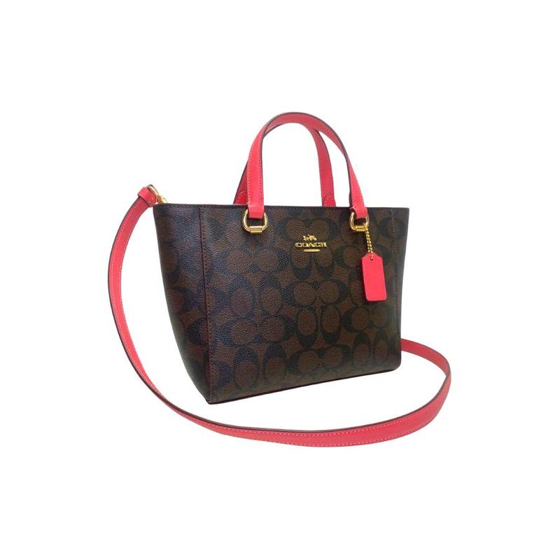 Coach Handbag Alice 21 Zipper Closure Internal Multi-function Pocket Coated Canvas and Smooth Leather Tote Bag Tote Bag Shopping Bag Hand-held