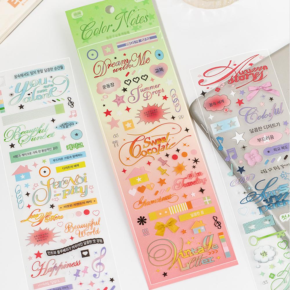 Color Notebook Series Stickers, Korean Basic Versatile Small Elements Student Account Diary DIY Decorative Stickers