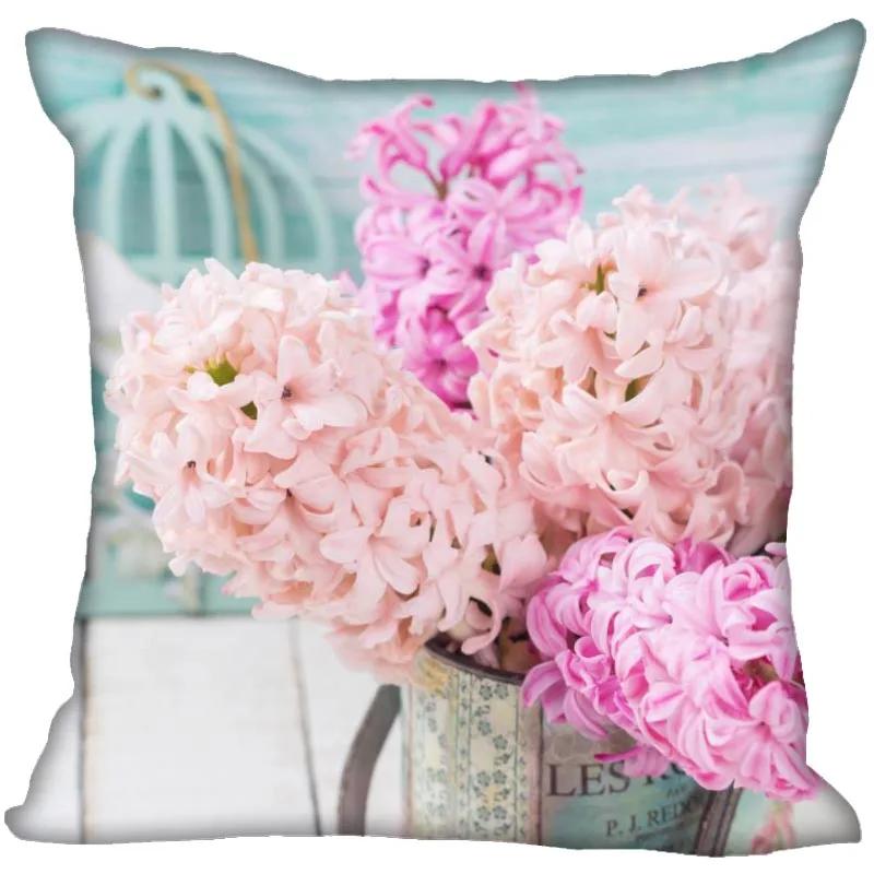 Hyacinth Flowers Pillow Case For Home Decorative Satin Pillows Cover Invisible Zippered Throw PillowCases 45X45cm 11-4